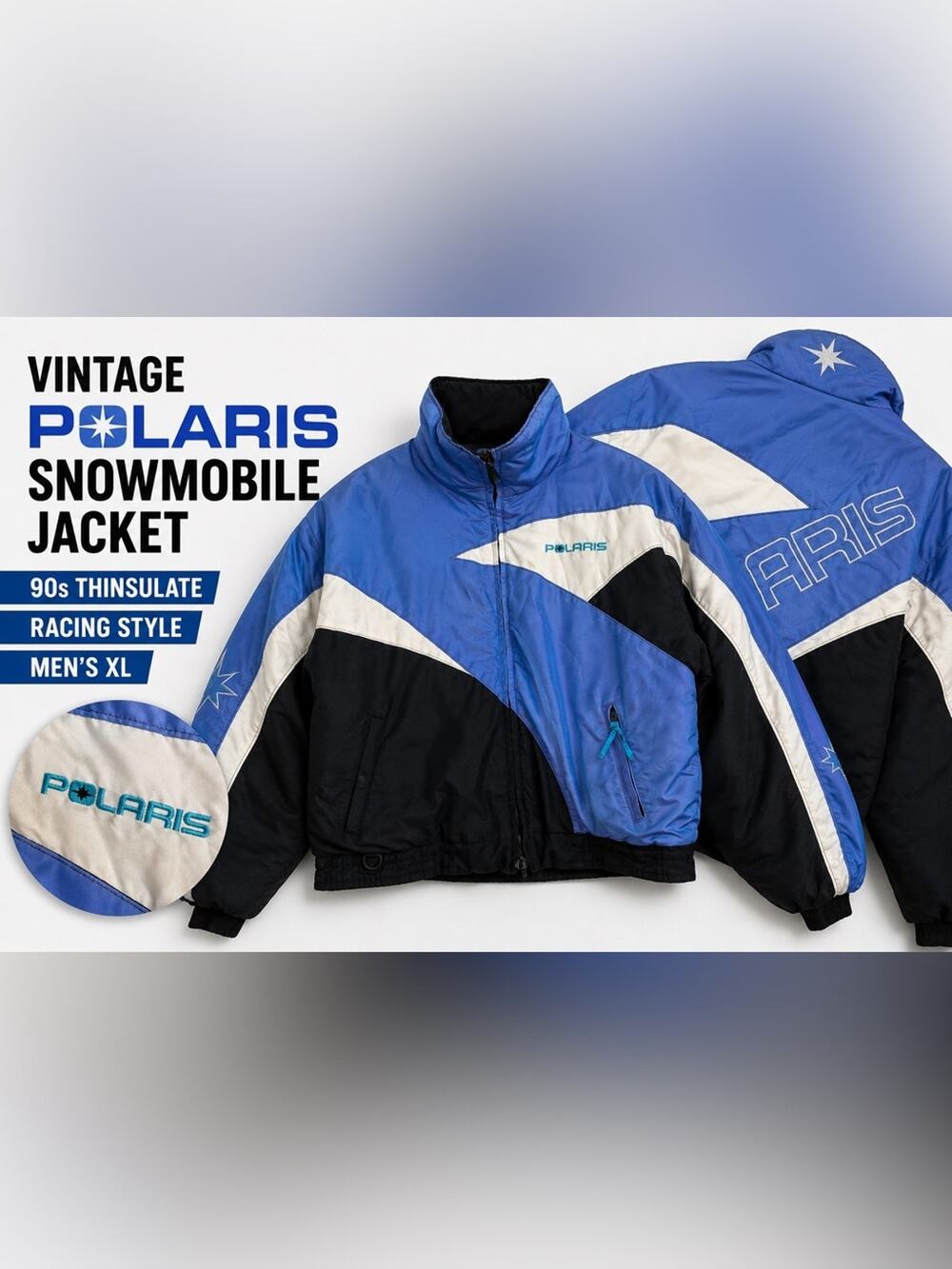 Vintage Polaris Snowmobile Jacket Men’s XL Thinsulate Racing Spellout 90s